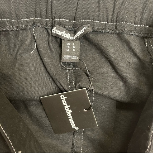 Charlotte‎ Russe Mini Skirt Women's Size Large Black Belted Twill Cargo NWT - Picture 12 of 13